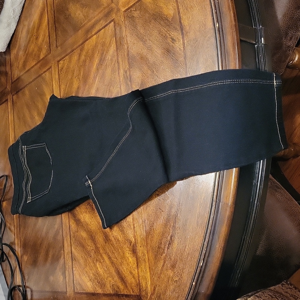 •L.E.I•HIGH WITH TAN STITCHING DARK SKINNY DENIM JEGGINGS SIZE LARGE - Picture 6 of 8